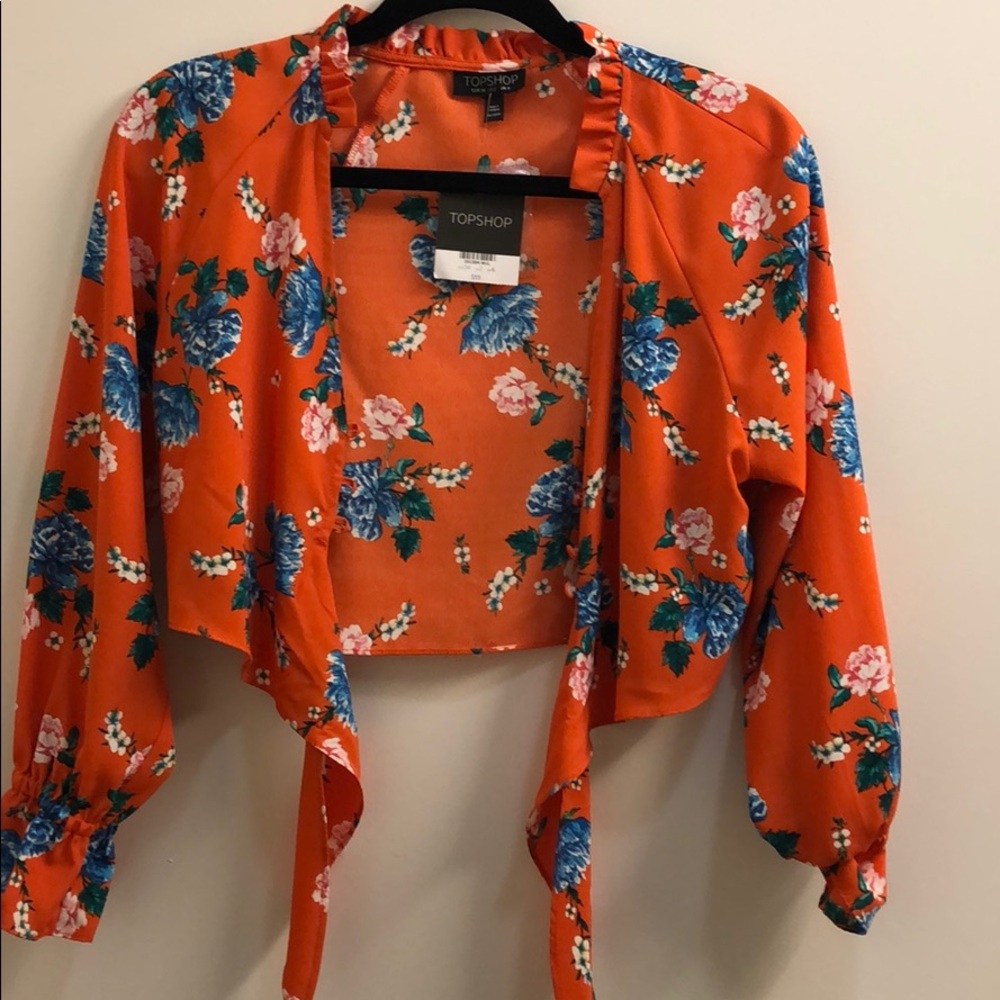Topshop front tie blouse! NEVER WORN with tags!!